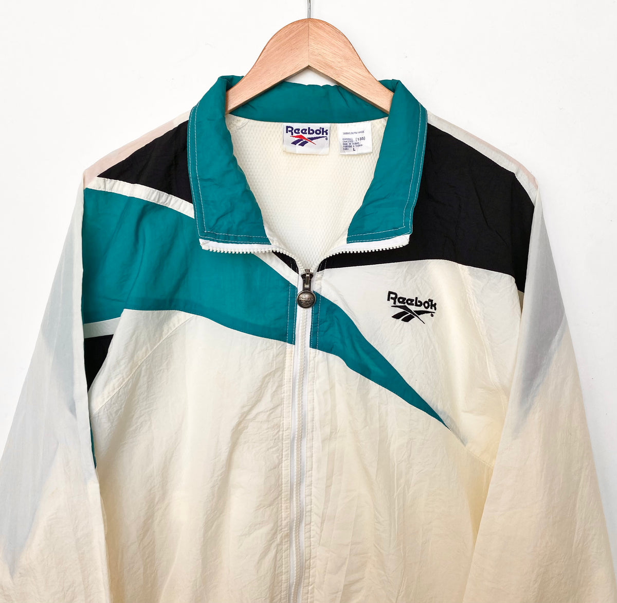 ジャケット・アウター 90s rare Reebok monotone poly jacket REEBOK - Vtg 90s Gray & Green Nylon Windbreaker Jacket, Mens