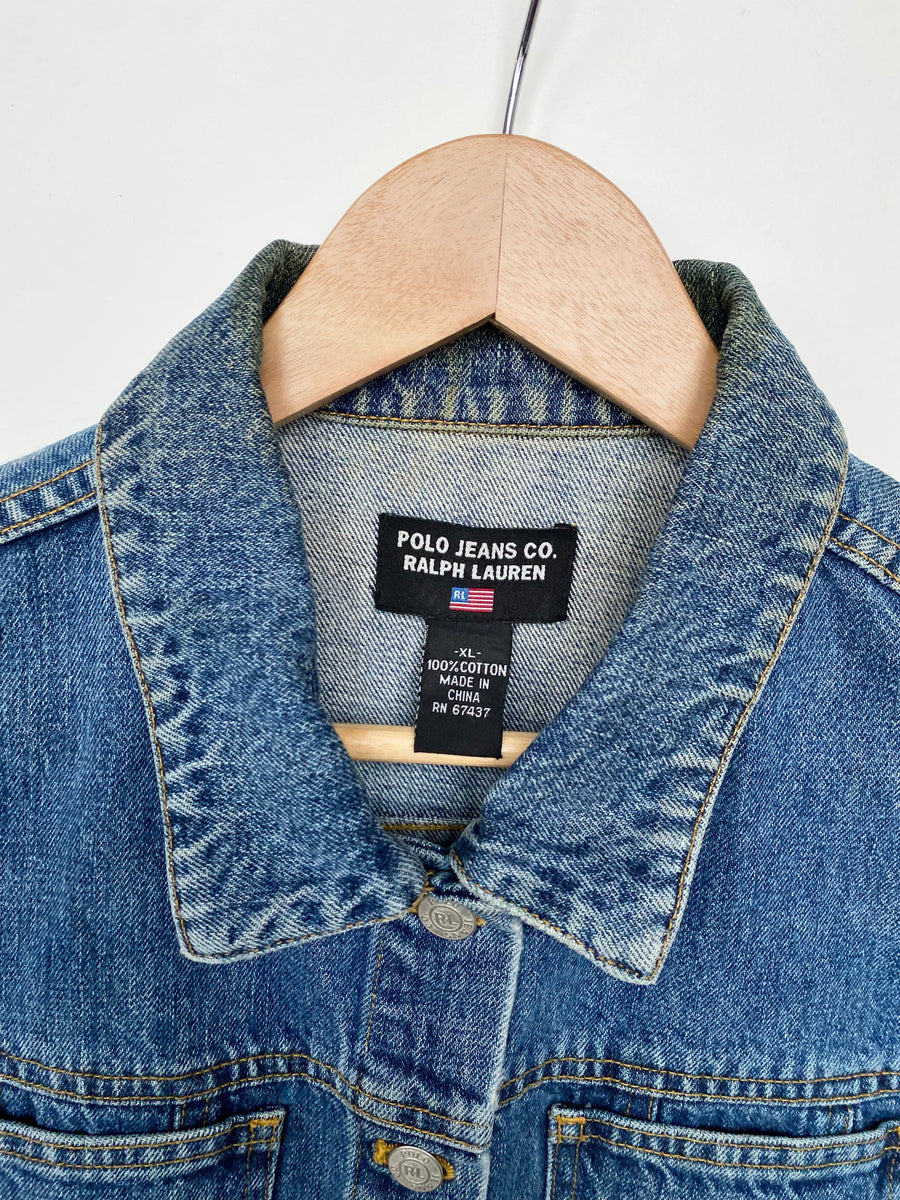 Women s Ralph Lauren Denim Jacket XL Red Cactus Vintage