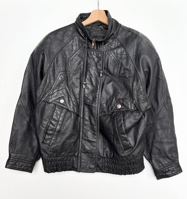90s Real Leather Biker Jacket (M)