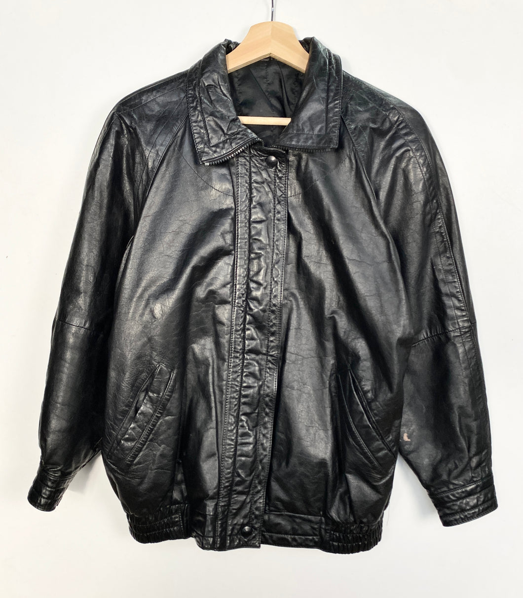 90s Real Leather Heavy Jacket (S)