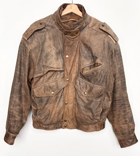 90s Real Leather Heavy Jacket (XL)