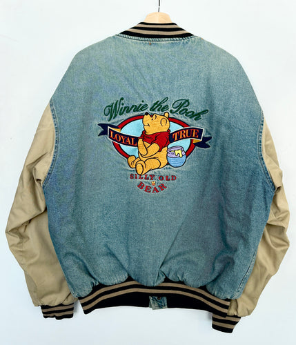 90s Disney Winnie the Pooh Denim Bomber Jacket (L)