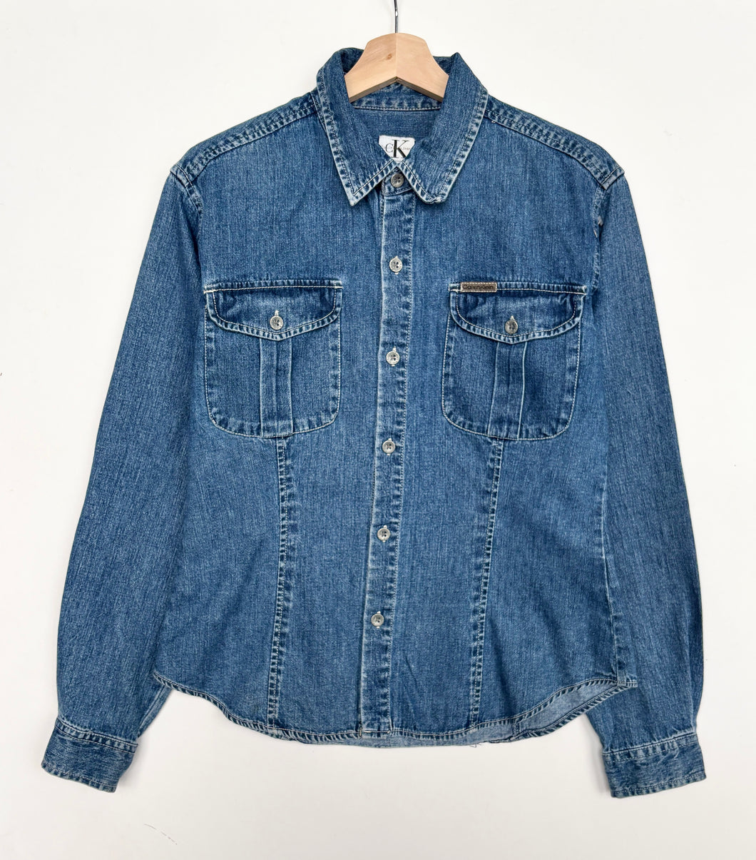 90s Women’s Calvin Klein Denim Shirt (L)