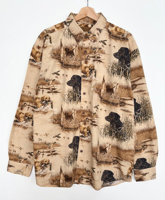 90s Abstract Dog Print Shirt (L)