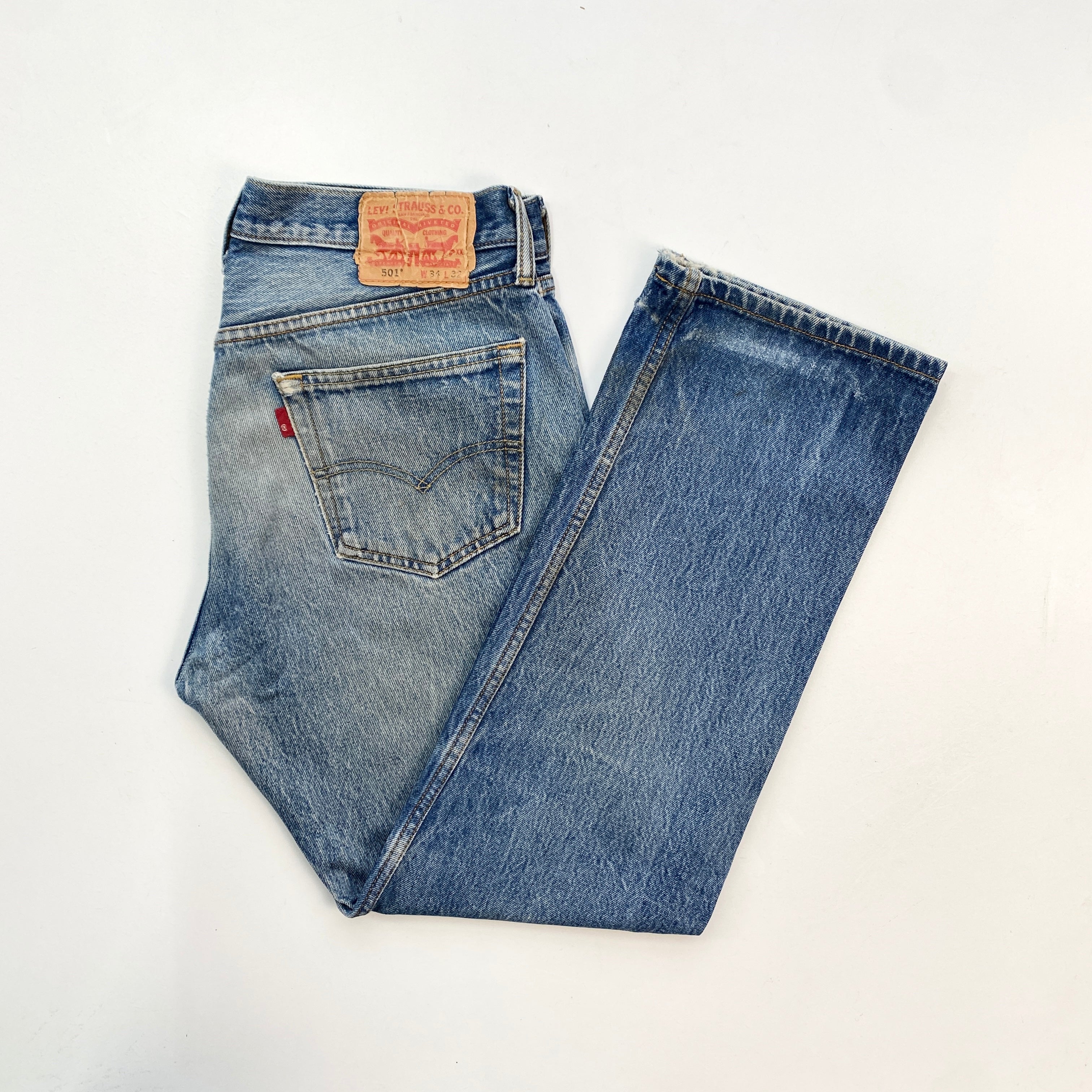 LEVI'S 501（W34 L32） Levi's 501 Original size W34 L32 Men's Blue Straight Leg Button