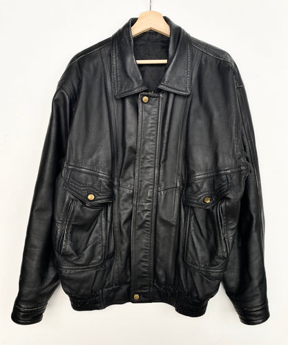 90s Real Leather Heavy Jacket (L)