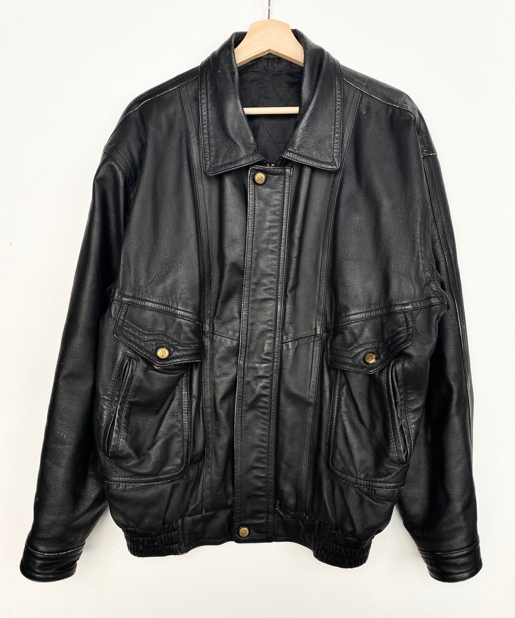 90s Real Leather Heavy Jacket (L)