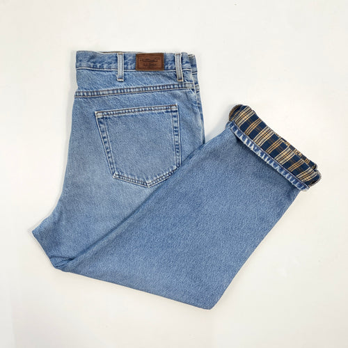 90s L.L.Bean Tartan Lined Jeans W40 L29