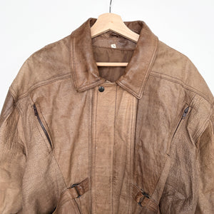 90s Real Leather Heavy Jacket (L)