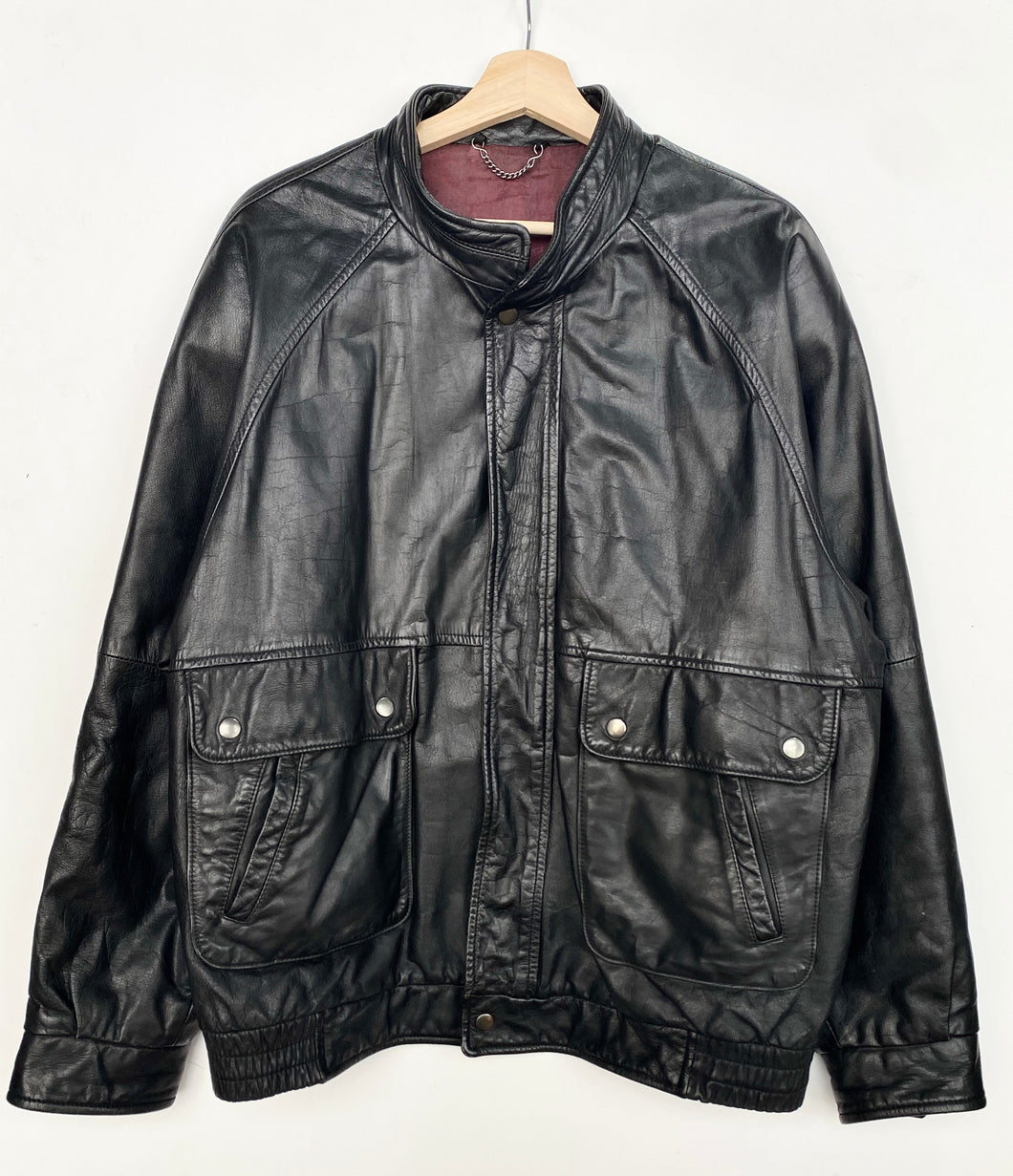 90s Real Leather Heavy Jacket (XL)