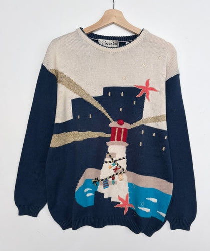 90s Lighthouse Chunky Knit Jumper (M)