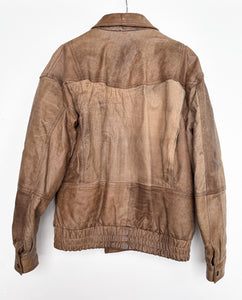 90s Real Leather Heavy Jacket (L)