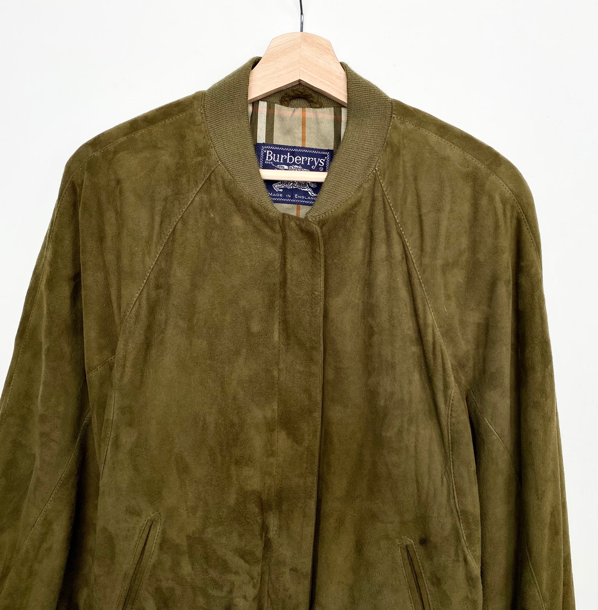 Burberry Suede Bomber Jacket S Red Cactus Vintage