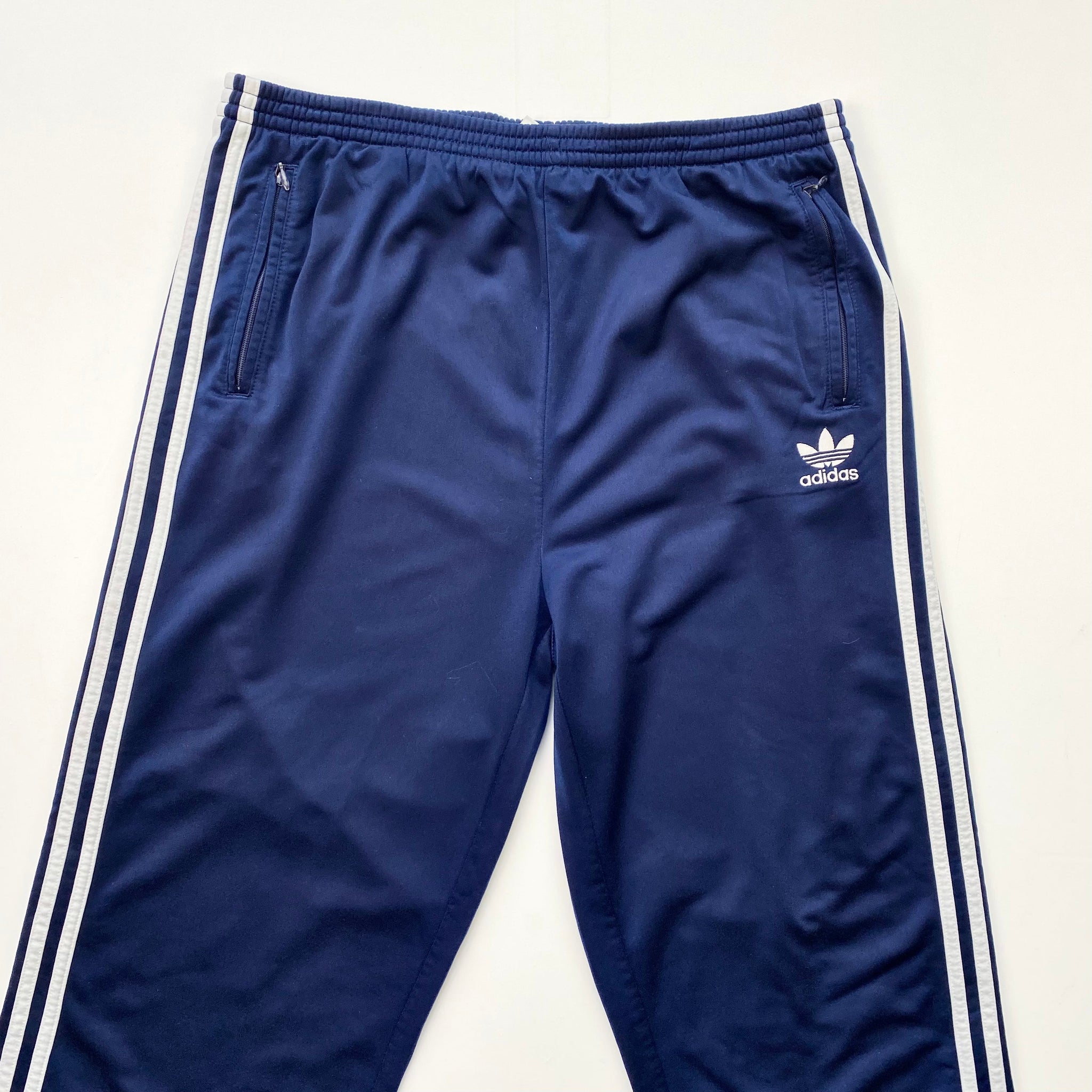 Vintage 90s Polyester Plain Blue Adidas Popper Tracksuit Bottoms  W32 L32  Domno Vintage