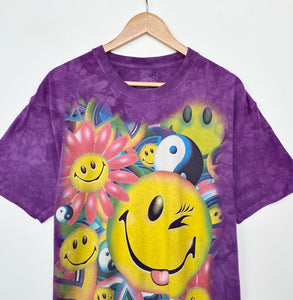 Festival Smiley Tie-Dye T-shirt (L)