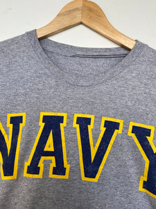 Printed ‘Navy’ t-shirt (L)