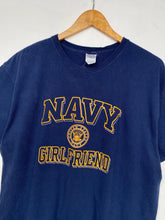 Load image into Gallery viewer, Printed ‘Navy’ t-shirt (L)