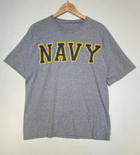 Load image into Gallery viewer, Printed ‘Navy’ t-shirt (L)