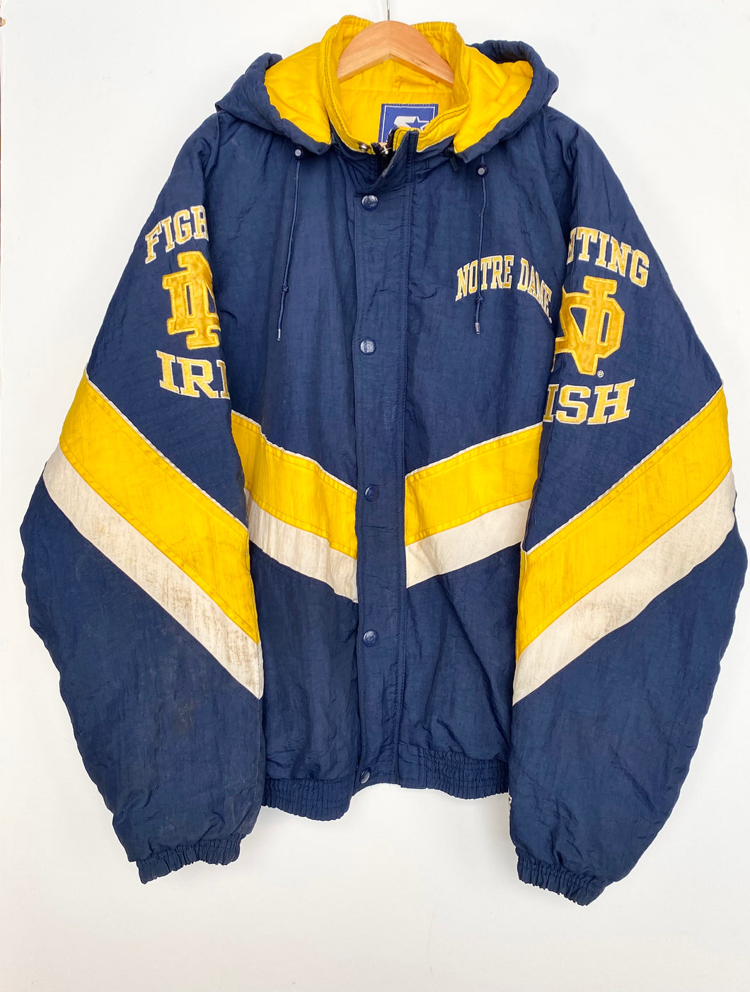 90s Starter Notre Dame Fighting Irish coat XL Red Cactus Vintage
