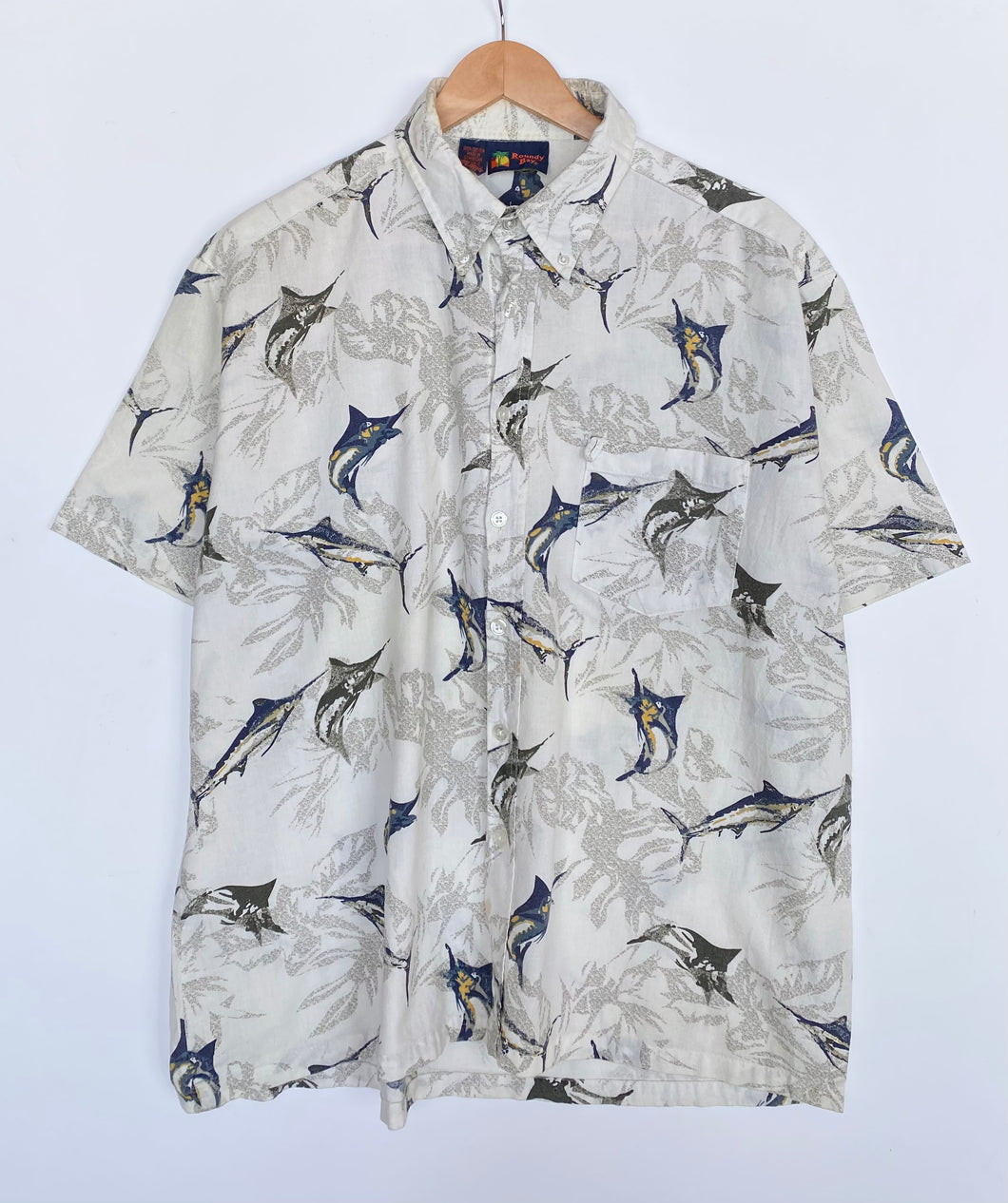 Crazy print ‘swordfish’ shirt (XL)