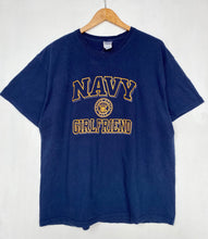 Load image into Gallery viewer, Printed ‘Navy’ t-shirt (L)
