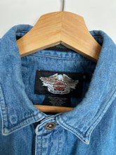 Load image into Gallery viewer, Y2K Harley Davidson cropped denim shirt (M)